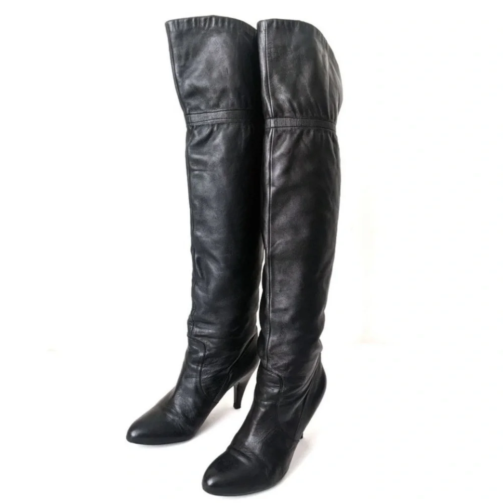 Marc Fisher Black Leather OTK Boots